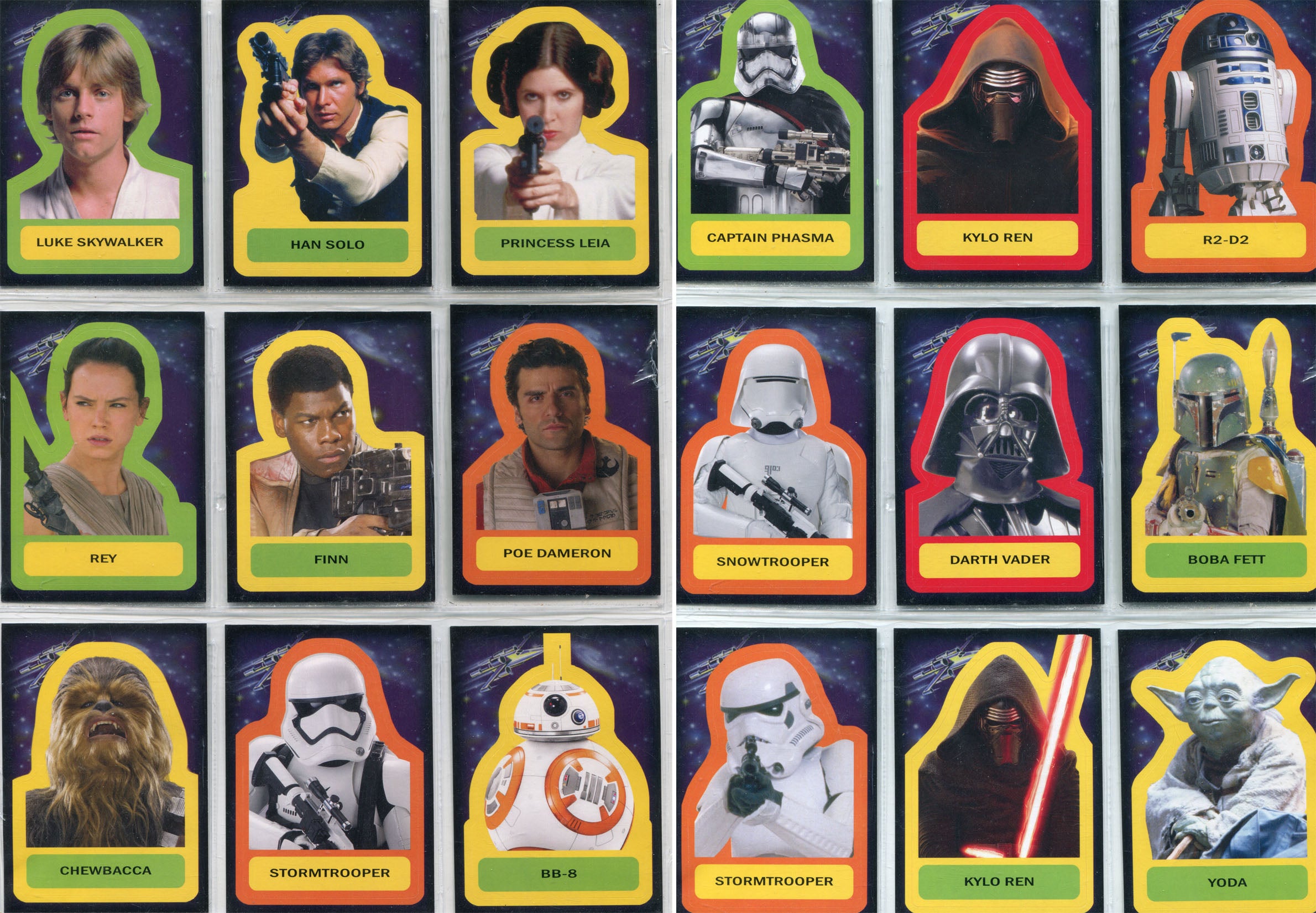 Star Wars Journey to the Force Awakens Character Sticker Complete 18 Card Set