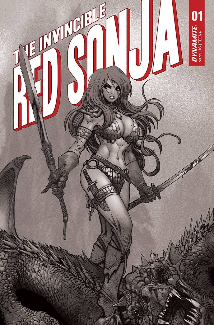 INVINCIBLE RED SONJA #1 7 COPY MORITAT B&W FOC INCV