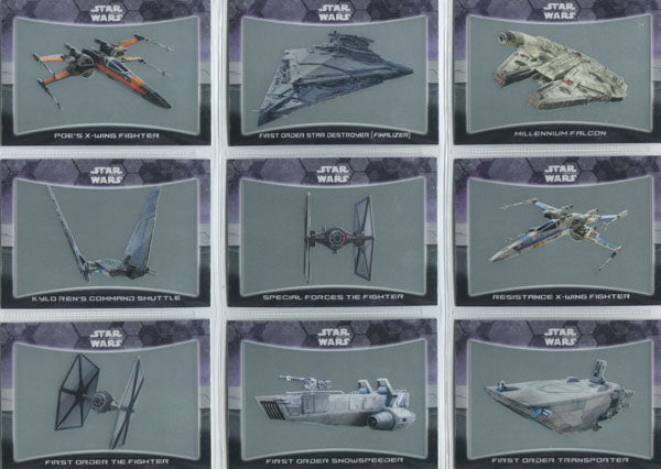 Star Wars Force Awakens Chrome Ships and Vehicles Complete 11 Card Chase Set