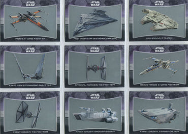 Star Wars Force Awakens Chrome Ships and Vehicles Complete 11 Card Chase Set