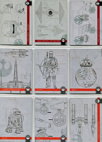 Star Wars Journey Rise Skywalker Schematics Complete 10 Card Set S-1 thru S-10