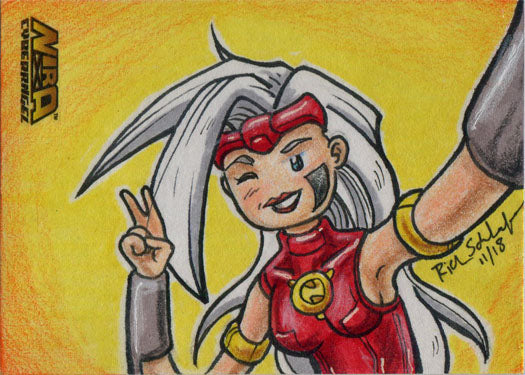 Nira-X Cyberangel 5finity 25th Anniversary Sketch Card by Rich Schleifer V2