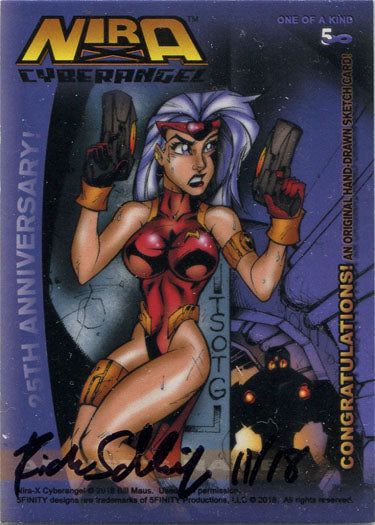 Nira-X Cyberangel 5finity 25th Anniversary Sketch Card by Rich Schleifer V2