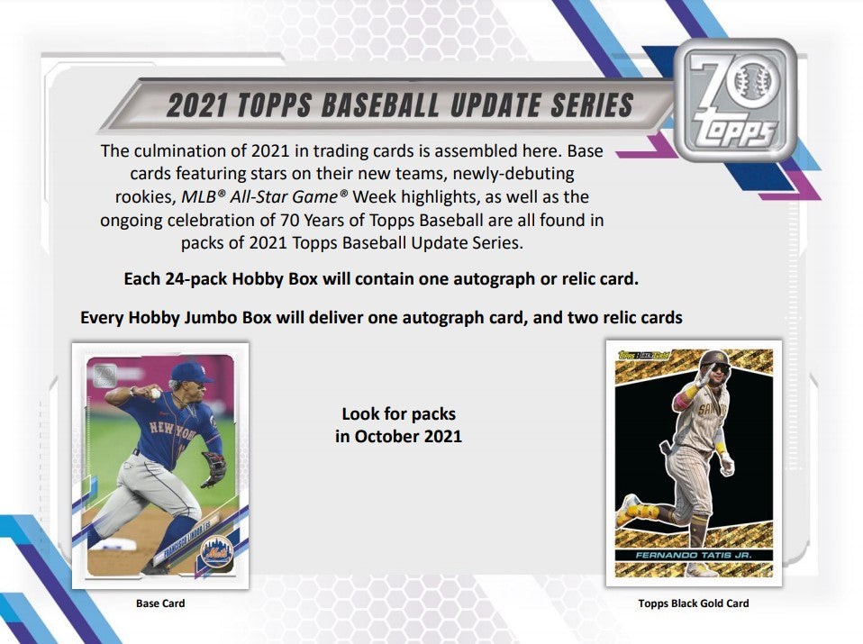 2021 Topps Baseball Update Series Factory Sealed Hobby Box