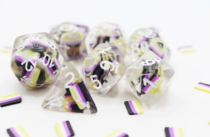 Foam Brain RPG Dice Set: Pride - Nonbinary Flag