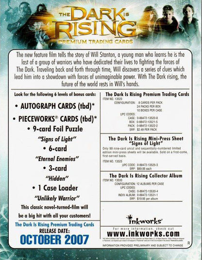 The Seeker The Dark is Rising Trading Card Binder with Sell Sheet