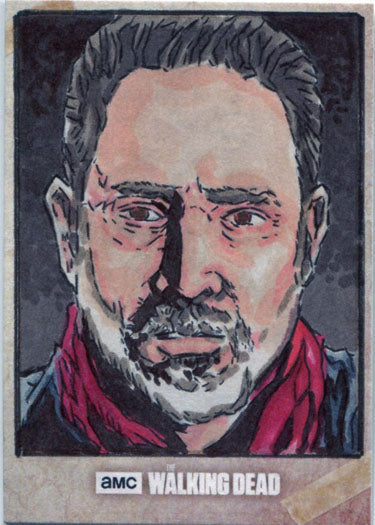 Walking Dead Road To Alexandria Sketch Card of Negan by Richard Serrao