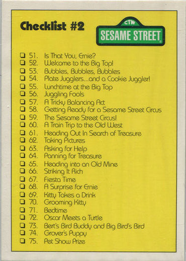 Sesame Street Checklist 2 Card