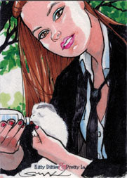 Kitty Ditties & Pretty Ladies Sketch Card by Louis Small