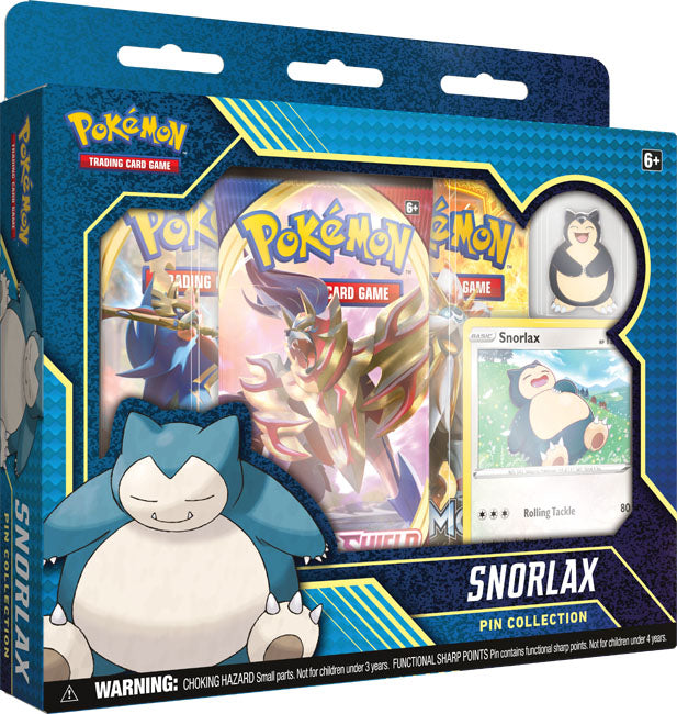Pokemon Sword & Shield Snorlax Pin Collection with 3 Booster Packs