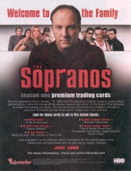 Sopranos Season 1 Trading Card Sell Sheet