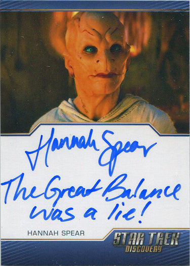 Star Trek Discovery Season 2 Autograph Inscription Card Hannah Spear as Siranna