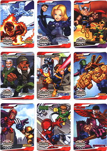 Marvel Super Hero Squad Sticker Complete 10 Card Chase Set