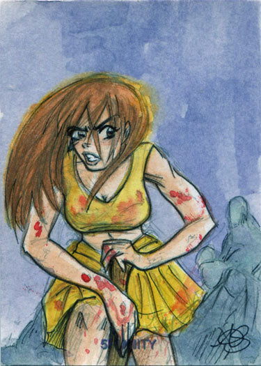 DH 5FUNity Sketch Card by Amber Stone of Zombies vs Cheerleaders