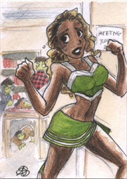 Zombies vs Cheerleaders Platinum 5finity 2011 Sketch Card by Amber Stone V1