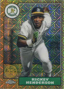 Topps Series One Baseball 2022 Chrome Silver Card T87C-42 Rickey Henderson