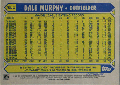Topps Series Two Baseball 2022 Chrome Silver Card T87C2-27 Dale Murphy