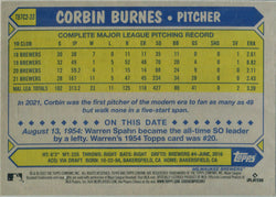 Topps Series Two Baseball 2022 Chrome Silver Card T87C2-33 Corbin Burnes