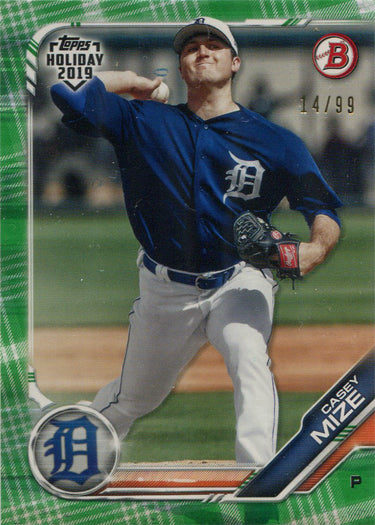 Topps Holiday Baseball 2019 Green Border Parallel Card TH-CM Casey Mize 14/99