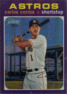 Topps Heritage Baseball 2020 Purple Chrome Refractor Card THC-312 Carlos Correa