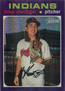 Topps Heritage Baseball 2020 Purple Chrome Refractor Card THC-341 Mike Clevinger