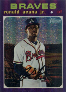 Topps Heritage Baseball 2020 Purple Chrome Refractor Card THC-464 R. Acuna Jr.