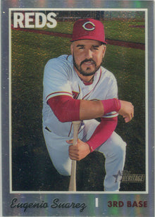 Topps Heritage Baseball 2019 Chrome Refractor Card THC-467 Eugenio Suarez 46/570