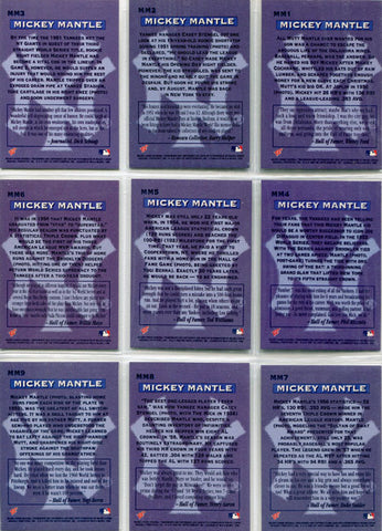 Topps Stadium Club Baseball 1996 Complete Mickey Mantle Insert Set MM1-MM19