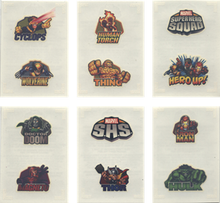 Marvel Super Hero Squad Tatoo Complete 6 Card Chase Set