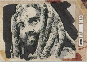 Walking Dead Season 8 Sketch Card by Robert Teranishi of King Ezekial