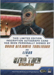 Star Trek Discovery Season 2 Autograph Inscription Card D.B. Tomlinson as Linus