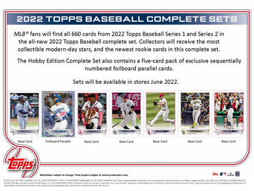 2022 Topps Baseball Complete 660 Card Factory Set + 5 Card Parallel Pack