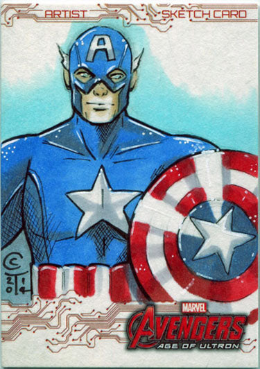 Marvel Avengers Age of Ultron Art Sketch Card by Collette Turner of Capt America