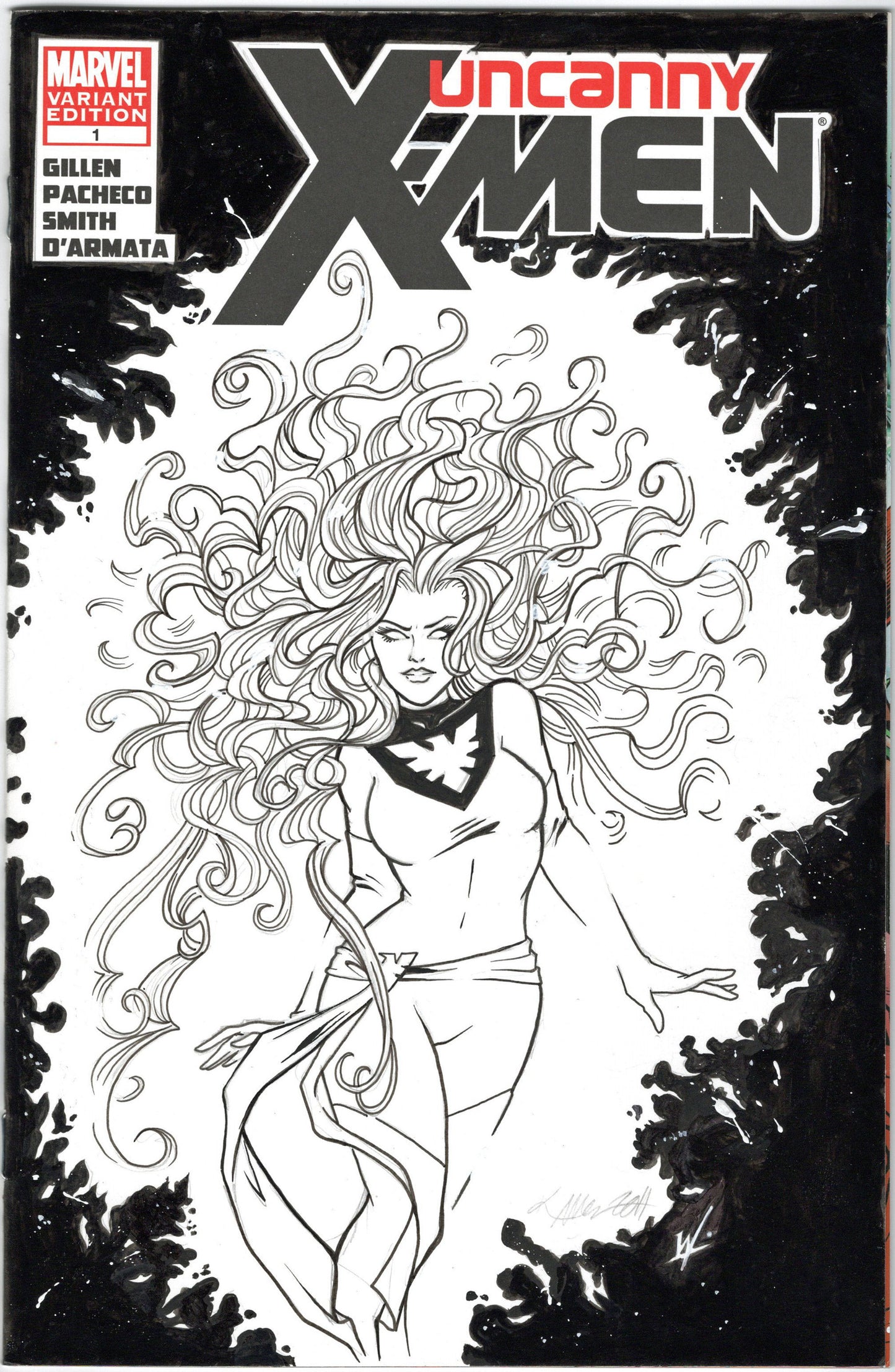 Uncanny X-Men #1 (2011) Blank Variant Original Art Phoenix Sketch Cover by Kristen Allen
