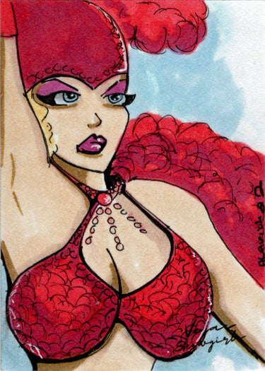 2022 5finity Vegas Showgirls Sketch Card Aaron Laurich V1