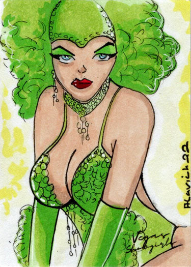 2022 5finity Vegas Showgirls Sketch Card Aaron Laurich V2