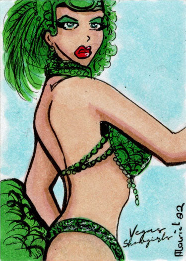 2022 5finity Vegas Showgirls Sketch Card Aaron Laurich V3