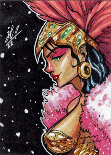 2022 5finity Vegas Showgirls Sketch Card Jose Carlos Sanchez V1
