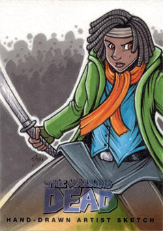 Walking Dead Comic Series Two Sketch Card by Mike Vasquez of Michonne