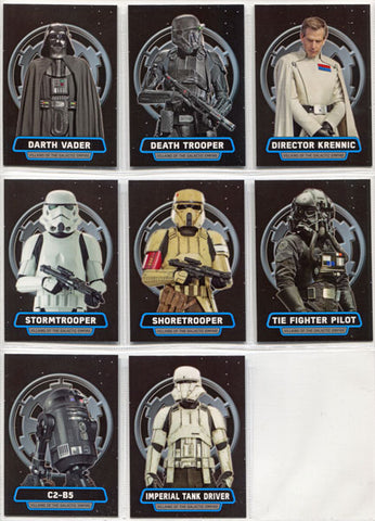 Star Wars Rogue One Series 1 Villains Galactic Empire 8 Card Chase Set VE1 - VE8