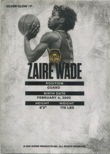 Super Products 2021 Super Glow Multi-Sport Silver Glow Parallel Card Zaire Wade