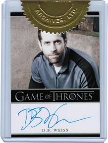 Game of Thrones Season Two Autograph Card Executive Producer D.B Weiss