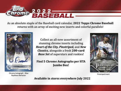 2022 Topps Chrome Baseball HTA Jumbo Hobby Box