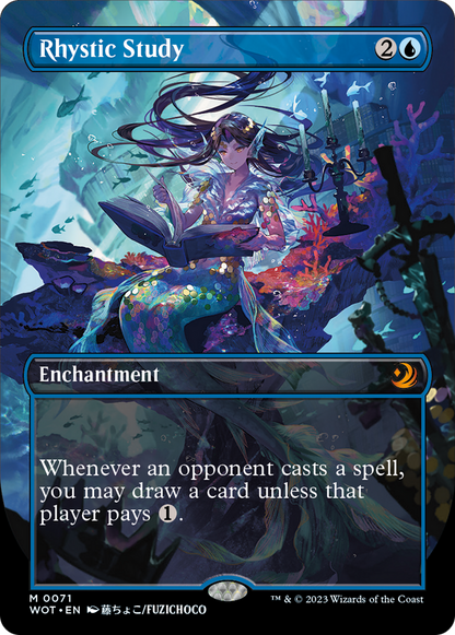 Magic MTG Rhystic Study 0071 (Anime Borderless) [WoE: ET] CGC 10 Gem Mint