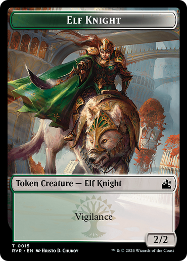 Elf Knight // Beast Double-Sided Token [Ravnica Remastered Tokens]