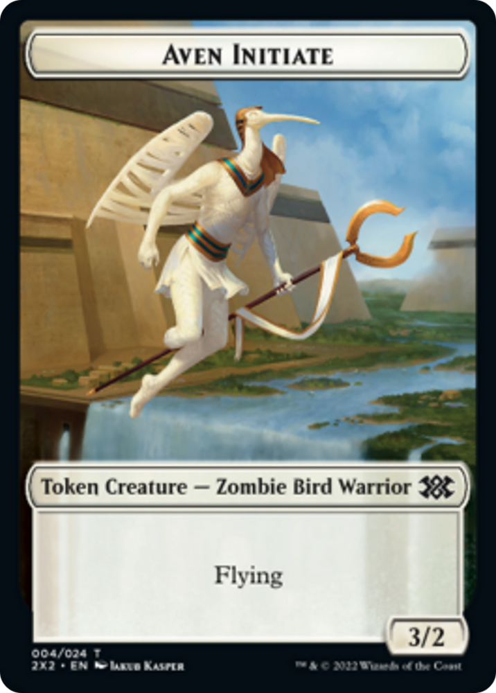 Worm // Aven Initiate Double-Sided Token [Double Masters 2022 Tokens]