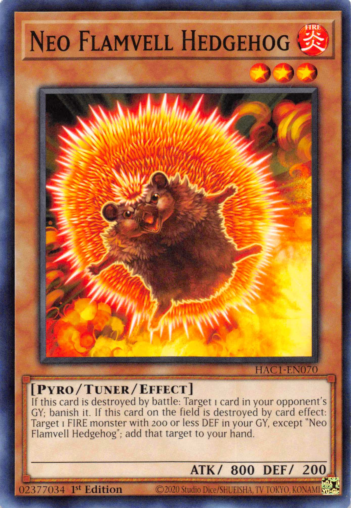 Neo Flamvell Hedgehog [HAC1-EN070] Common
